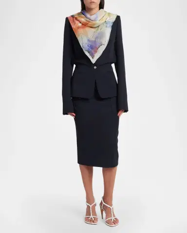 Alexander McQueen Painted Flora Silk Scarf | Thumbnail 2