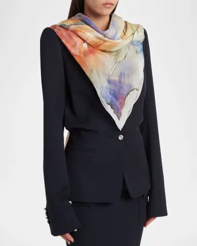 Alexander McQueen Painted Flora Silk Scarf | Thumbnail 3