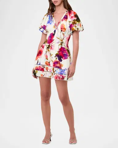 NICHOLAS Annika Floral-Print Pintuck Mini Dress | Thumbnail 4 NICHOLAS Annika Floral-Print Pintuck Mini Dress | Thumbnail 4