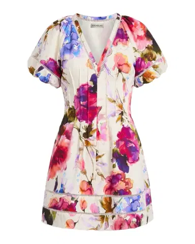 NICHOLAS Annika Floral-Print Pintuck Mini Dress | Thumbnail 1 NICHOLAS Annika Floral-Print Pintuck Mini Dress | Thumbnail 1