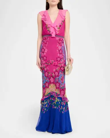 Saloni Rita Tiered Ruffle Cocktail Dress | Thumbnail 4