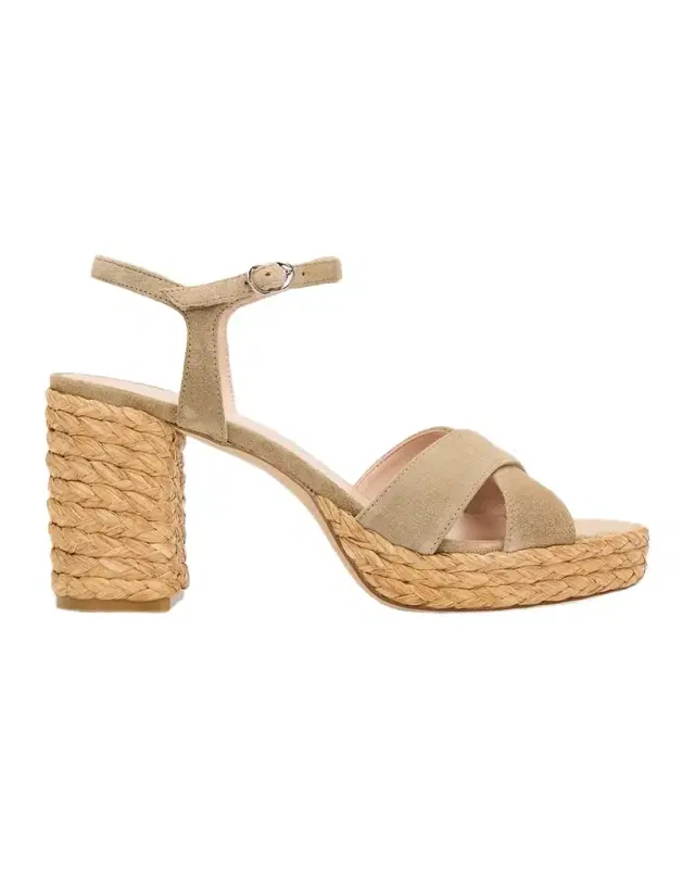 Stuart Weitzman 80mm Dayna Suede Espadrille Platform Sandals
