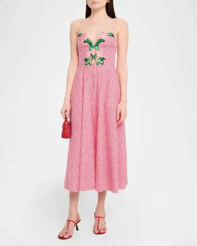 Saloni Jana-B Embroidered Cotton Midi Dress | Thumbnail 2 Saloni Jana-B Embroidered Cotton Midi Dress | Thumbnail 2