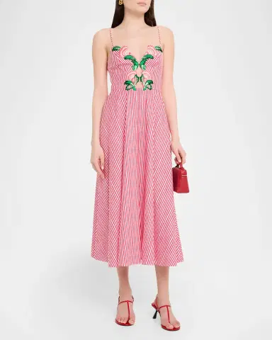 Saloni Jana-B Embroidered Cotton Midi Dress | Thumbnail 4 Saloni Jana-B Embroidered Cotton Midi Dress | Thumbnail 4