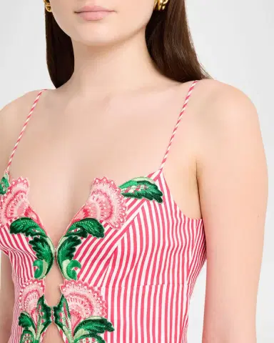 Saloni Jana-B Embroidered Cotton Midi Dress | Thumbnail 5 Saloni Jana-B Embroidered Cotton Midi Dress | Thumbnail 5