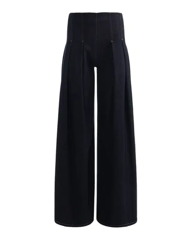 ALICE + OLIVIA Henry Pleated Denim Trousers