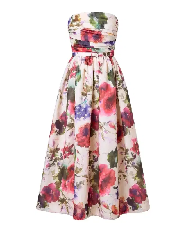 NICHOLAS Elly Strapless Floral-Print Maxi Dress