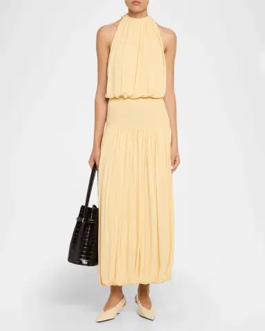 TOTEME Soft Gathered Halter Midi Bubble Dress | Thumbnail 2 TOTEME Soft Gathered Halter Midi Bubble Dress | Thumbnail 2