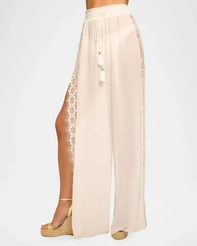 Ramy Brook Athena Lace-Trim Palazzo Pants | Thumbnail 4
