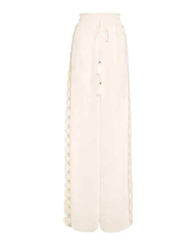 Ramy Brook Athena Lace-Trim Palazzo Pants