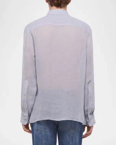 Helmut Lang Men's Relaxed Fit Linen Button-Down Shirt | Thumbnail 3