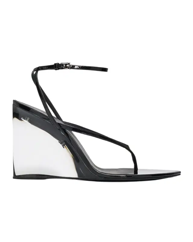 90mm Patent Leather Wedge Sandals