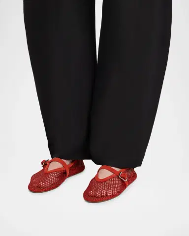 Alaïa Mesh Mary Jane Suede Ballerina Flats | Thumbnail 2