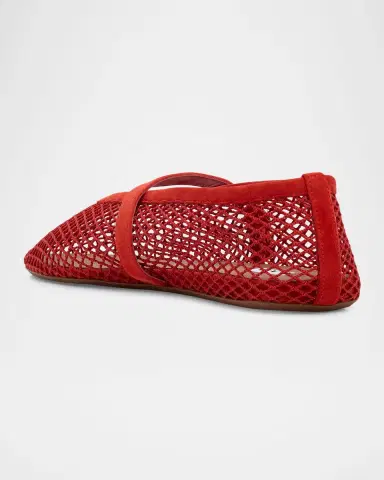 Alaïa Mesh Mary Jane Suede Ballerina Flats | Thumbnail 4