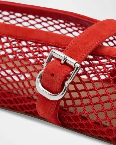 Alaïa Mesh Mary Jane Suede Ballerina Flats | Thumbnail 5