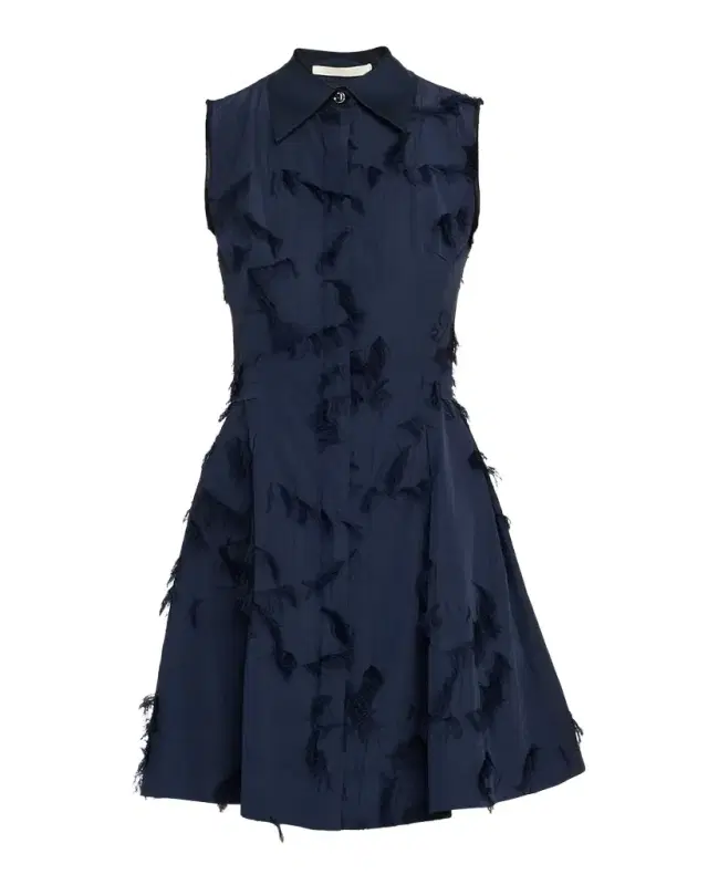 Jason Wu Collection Sleeveless Fringed Cotton Fil Coupe Mini Shirtdress
