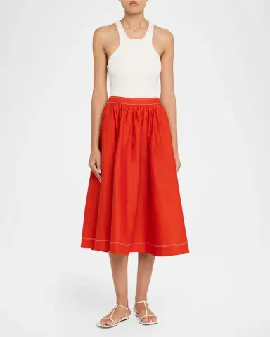 Jason Wu Collection Stretch Cotton Midi Skirt | Thumbnail 2 Jason Wu Collection Stretch Cotton Midi Skirt | Thumbnail 2