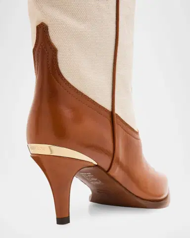 Partlow Lucille Leather and Canvas Knee-High Cowboy Boots | Thumbnail 5 Partlow Lucille Leather and Canvas Knee-High Cowboy Boots | Thumbnail 5