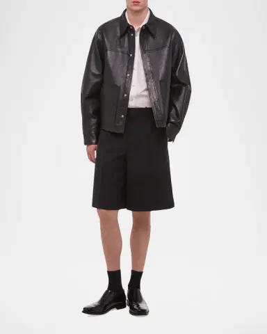 Helmut Lang Men's Bonded Leather Snap-Front Jacket | Thumbnail 2