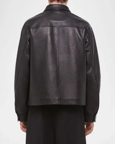 Helmut Lang Men's Bonded Leather Snap-Front Jacket | Thumbnail 3