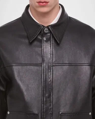 Helmut Lang Men's Bonded Leather Snap-Front Jacket | Thumbnail 5