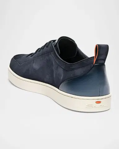 Santoni Men's Off Duty Burnished Suede Low-Top Sneakers | Thumbnail 2 Santoni Men's Off Duty Burnished Suede Low-Top Sneakers | Thumbnail 2