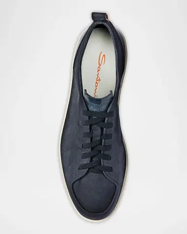 Santoni Men's Off Duty Burnished Suede Low-Top Sneakers | Thumbnail 3 Santoni Men's Off Duty Burnished Suede Low-Top Sneakers | Thumbnail 3