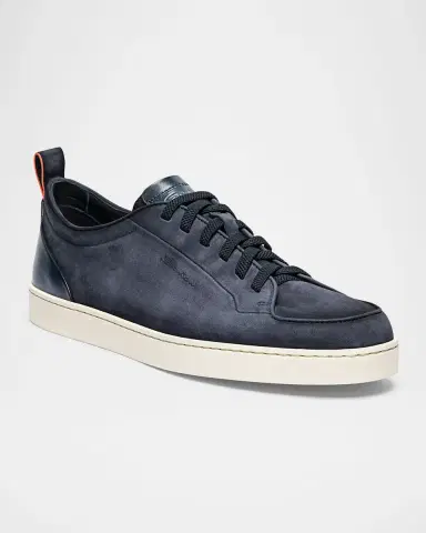 Santoni Men's Off Duty Burnished Suede Low-Top Sneakers | Thumbnail 5 Santoni Men's Off Duty Burnished Suede Low-Top Sneakers | Thumbnail 5