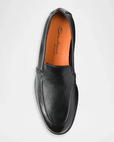 Santoni Men's Malibu Soft Grained Leather Loafers | Thumbnail 3