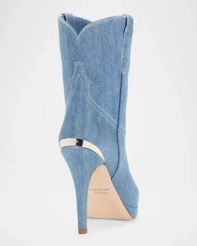 Partlow 95mm Camila Denim Western Ankle Boots | Thumbnail 3