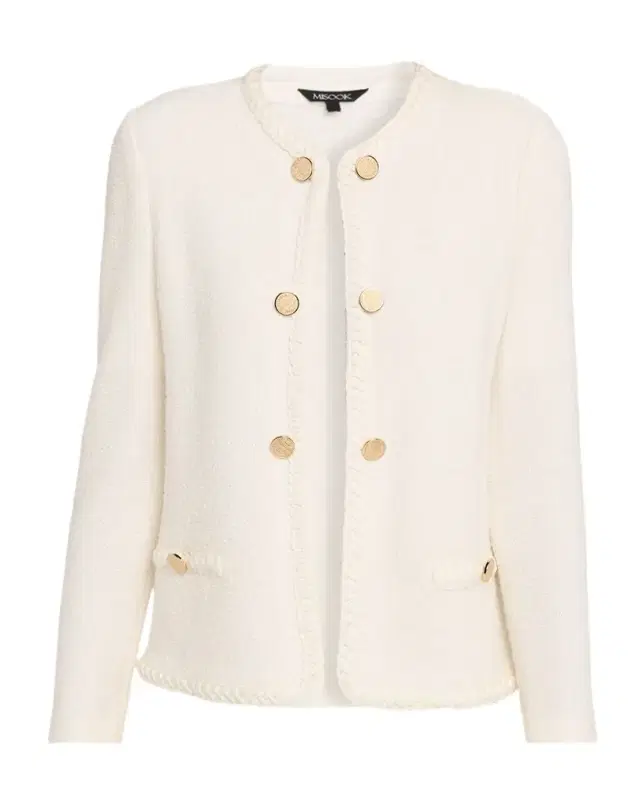 Misook Relaxed Braid-Trim Tweed Jacket