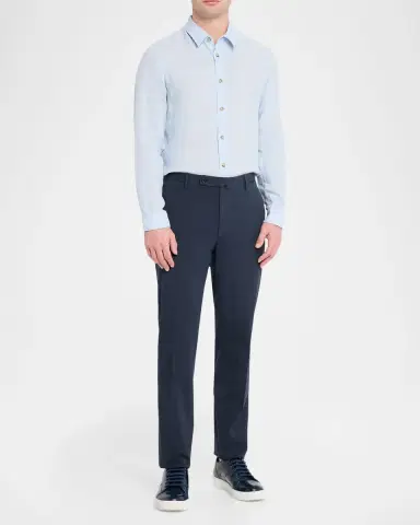 Incotex Men 's Pressed-Crease Cotton Trousers | Thumbnail 2