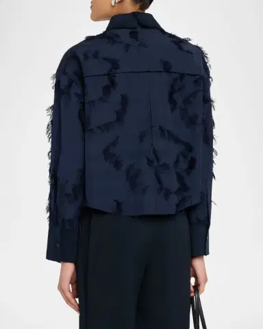 Jason Wu Collection Long Sleeve Fringe Fil Coupe Collared Shirt | Thumbnail 3 Jason Wu Collection Long Sleeve Fringe Fil Coupe Collared Shirt | Thumbnail 3