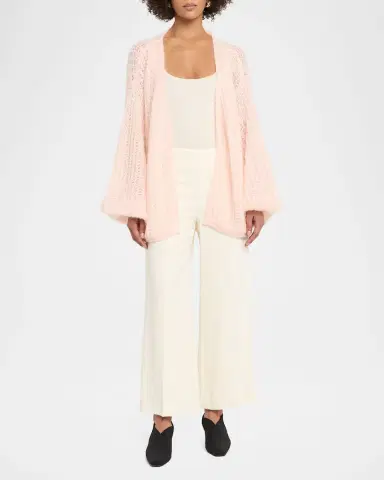 TOTEME Balloon-Sleeve Mohair Open Knit Puffed Cardigan | Thumbnail 2