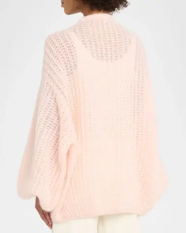 TOTEME Balloon-Sleeve Mohair Open Knit Puffed Cardigan | Thumbnail 3
