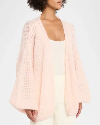 TOTEME Balloon-Sleeve Mohair Open Knit Puffed Cardigan | Thumbnail 4