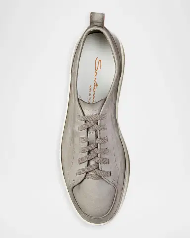 Santoni Men's Off Duty Nubuck Leather Low-Top Sneakers | Thumbnail 4 Santoni Men's Off Duty Nubuck Leather Low-Top Sneakers | Thumbnail 4