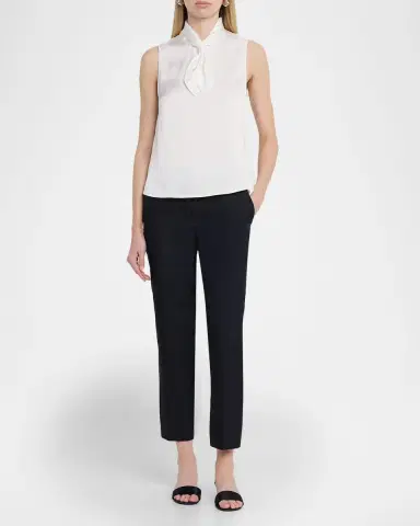 Misook Tie-Neck Sleeveless Crepe De Chine Blouse | Thumbnail 2 Misook Tie-Neck Sleeveless Crepe De Chine Blouse | Thumbnail 2