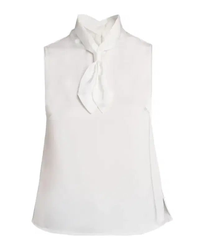 Misook Tie-Neck Sleeveless Crepe De Chine Blouse