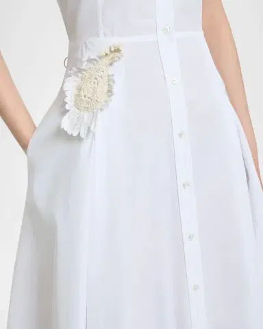 Erdem Pleated Floral Applique Cotton Midi Shirtdress | Thumbnail 5 Erdem Pleated Floral Applique Cotton Midi Shirtdress | Thumbnail 5