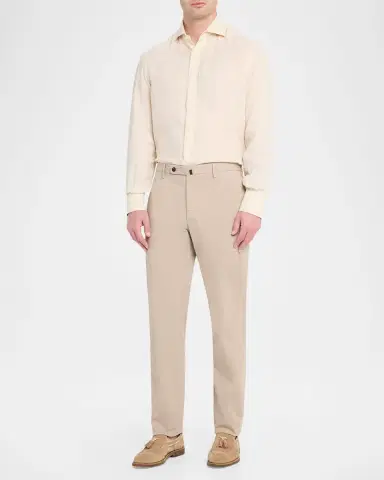 Incotex Men 's Pressed-Crease Cotton Trousers | Thumbnail 2