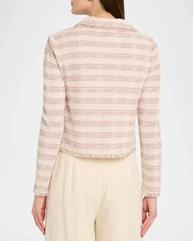 Misook Striped Fringe-Trim Knit Crop Jacket | Thumbnail 3 Misook Striped Fringe-Trim Knit Crop Jacket | Thumbnail 3