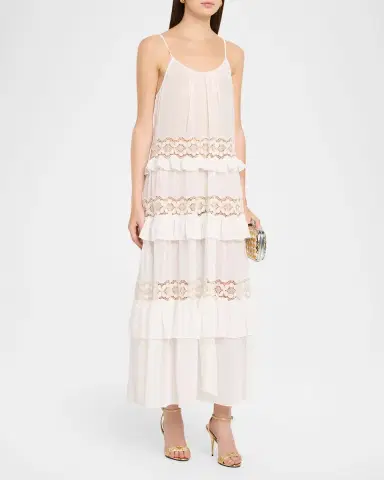 Ramy Brook Lisbeth Embroidered Tiered Maxi Dress Coverup | Thumbnail 4