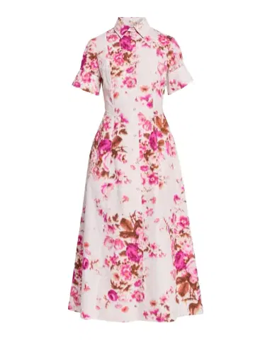Erdem Short-Sleeve Blur Floral-Print Cotton Poplin Midi Shirtdress | Thumbnail 1 Erdem Short-Sleeve Blur Floral-Print Cotton Poplin Midi Shirtdress | Thumbnail 1