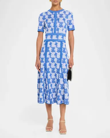 Misook Intarsia-Knit Godet Midi Dress | Thumbnail 2 Misook Intarsia-Knit Godet Midi Dress | Thumbnail 2
