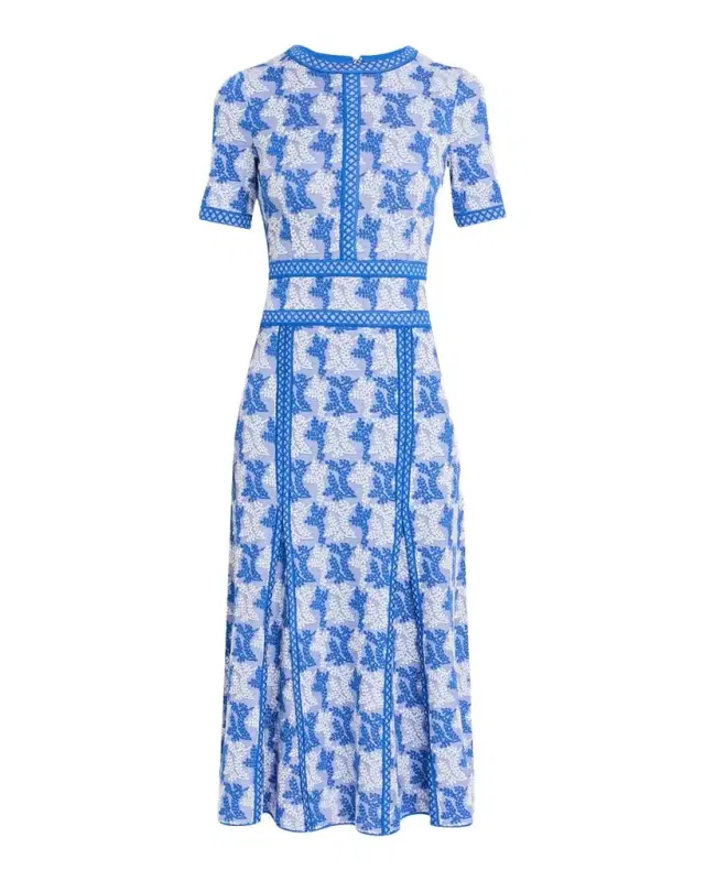 Misook Intarsia-Knit Godet Midi Dress