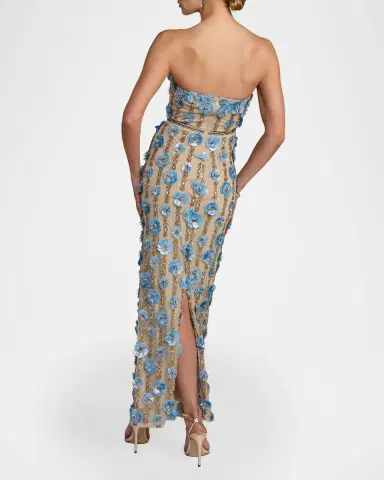 Mac Duggal 3D Floral-Embellished Strapless Maxi Dress | Thumbnail 2 Mac Duggal 3D Floral-Embellished Strapless Maxi Dress | Thumbnail 2