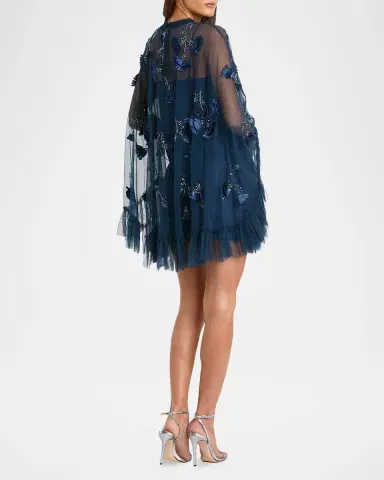 Mac Duggal Embellished Mesh A-Line Mini Dress | Thumbnail 3 Mac Duggal Embellished Mesh A-Line Mini Dress | Thumbnail 3