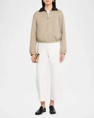 Maria McManus Leather-Collar Cotton Twill Flight Jacket | Thumbnail 2 Maria McManus Leather-Collar Cotton Twill Flight Jacket | Thumbnail 2