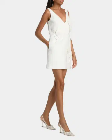Self-Portrait Embellished Flower Crepe Mini Dress | Thumbnail 2